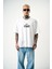 Erkek 22 Starz Baskılı Oversize T-Shirt Beyaz 2
