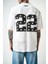 Erkek 22 Starz Baskılı Oversize T-Shirt Beyaz 4