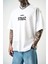 Erkek 22 Starz Baskılı Oversize T-Shirt Beyaz 5