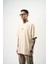Erkek Eight Baskılı Oversize T-Shirt Bej 3