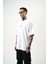 Erkek Eight Baskılı Oversize T-Shirt Beyaz 3