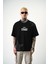 Erkek 22 Starz Baskılı Oversize T-Shirt Siyah 2