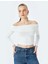 Yeni Sezon Madonna Yaka Omuzu Açık Slim Fit Uzun Kollu Tişört 2