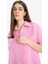 Yeni Sezon Oversize Geniş Kalıp Basic Düz Pembe Keten Uzun Kollu Gömlek 4