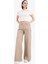 Yeni Sezon Wide Leg Gabardin Palazzo Pantolon Geniş Paça Normal Bel Standart Boy Cepli 2