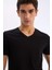 Yeni Sezon %100 Pamuk Slim Fit Dar Kesim V Yaka Basic Düz Kısa Kollu Tişört 5