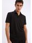 Slim Fit Dar Kesim Polo Yaka Dokulu Kısa Kollu Krinkıl Siyah Tişört E1222AX25SM 1