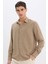 Regular Fit Polo Yaka Keten Görünümlü Uzun Kollu Gömlek E1204AX25SM 1