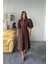 Tencel Karpuz Kol Elbise - Kahverengi 1