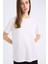 Regular Fit Bisiklet Yaka Basic Düz Penye Kısa Kollu Beyaz Tişört W9584AZ25SP 3