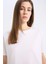 Regular Fit Bisiklet Yaka Basic Düz Penye Kısa Kollu Beyaz Tişört W9584AZ25SP 4