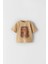 Erkek Çocuk Pamuklu Bej Kaplan Baskılı T-Shirt ve Kahverengi Pantolon Takım 3