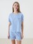 Yeni Sezon Bisiklet Yaka Cizgili Kadin Sortlu Pijama Takimi - S58077Z8 2