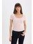 Yeni Sezon Slim Fit Dar Kesim Yuvarlak Yaka Basic Düz Fitilli Kaşkorse Kısa Kollu Tişört 1