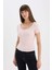 Yeni Sezon Slim Fit Dar Kesim Yuvarlak Yaka Basic Düz Fitilli Kaşkorse Kısa Kollu Tişört 3