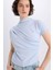 Yeni Sezon Slim Fit Dar Kesim Bisiklet Yaka Basic Düz Ribana Kısa Kollu Tişört 4
