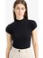 Yeni Sezon Slim Fit Dar Kesim Yarım Balıkçı Yaka Basic Düz Fitilli Kaşkorse Kısa Kollu Tişört 1
