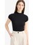 Yeni Sezon Slim Fit Dar Kesim Yarım Balıkçı Yaka Basic Düz Fitilli Kaşkorse Kısa Kollu Tişört 4