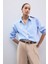 Yeni Sezon Coool Oversize Geniş Kalıp Çizgili Poplin Uzun Kollu Gömlek 1