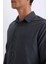 Yeni Sezon Regular Fit Polo Yaka Basic Düz Gofre Uzun Kollu Gömlek 5
