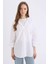 Yeni Sezon Relax Fit Kapüşonlu Basic Düz Poplin Uzun Kollu Beyaz Gömlek Tunik 1
