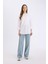 Yeni Sezon Relax Fit Kapüşonlu Basic Düz Poplin Uzun Kollu Beyaz Gömlek Tunik 2