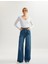Yeni Sezon Yüksek Bel Düğmeli Geniş Paça Cepli Kot Pantolon - Wide Leg Jeans 1
