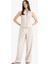 Yeni Sezon Wide Leg Kumaş Palazzo Pantolon Üç Cepli Normal Bel Standart Boy 4