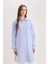 Yeni Sezon Relax Fit Çizgili Poplin Uzun Kollu Gömlek Tunik 3