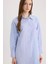 Yeni Sezon Relax Fit Çizgili Poplin Uzun Kollu Gömlek Tunik 4
