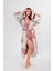 Müslin Kimono %100 Pamuklu Frida Desenli Jakarlı Bornoz Kaftan Sabahlık 3