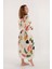 Müslin Kimono %100 Pamuklu Yaprak Baskılı Desenli Bornoz Kaftan Sabahlık 1