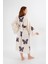 Müslin Kimono %100 Pamuklu Kelebek Baskılı Desenli Bornoz Kaftan Sabahlık 3