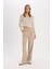 Yeni Sezon Wide Leg Kumaş Palazzo Pantolon Çift Cepli Normal Bel Standart Boy 2