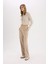 Yeni Sezon Wide Leg Kumaş Palazzo Pantolon Çift Cepli Normal Bel Standart Boy 3