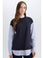 Yeni Sezon Bisiklet Yaka Çizgili Gömlek Görünümlü Sweatshirt Tunik 4
