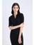Yeni Sezon Bodycon Vücudu Saran Polo Yaka Fitilli Kaşkorse Kısa Kollu Midi Elbise 4