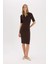 Yeni Sezon Bodycon Vücudu Saran Polo Yaka Basic Düz Fitilli Kaşkorse Kısa Kollu Midi Elbise 2