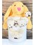 Özel Kutuda, Sarı Jellycat Tavşan, 5 Beyaz Ayıcık – Pamuk Çiçeği Dokunuşlu, Özel Ayıcık Buketi 5