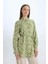 Yeni Sezon regular Fit Desenli Kuşaklı Uzun Kollu Gömlek Tunik 4