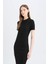 Yeni Sezon Bodycon Vücudu Saran Bisiklet Yaka Basic Düz Fitilli Kaşkorse Kısa Kollu Midi Elbise 3