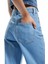 Yeni Sezon Yüksek Bel Geniş Paça Renk Bloklu Pamuklu Denim Pantolon- Wide Leg Jeans 3