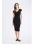 Yeni Sezon Bodycon Vücudu Saran V Yaka Fitilli Kaşkorse Kısa Kollu Midi Elbise 1