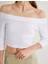 Yeni Sezon Koton x Sima Tarkan - Omzu Açık Crop Tişört Dirsek Boy Kol Pamuklu Slim Fit 5