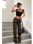 - Kadın Siyah Kare Yaka Kalınlaşan Omuz Detaylı Crop Top Bluz 4
