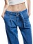 Yeni Sezon Geniş Paça Kemer Detaylı Pileli Pamuklu Jean Pantolon - Wide Leg Jeans 4