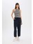 Yeni Sezon Straight Fit Çift Cepli Yüksek Bel Düz Paça Modal Kumaş Pantolon 3