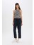Yeni Sezon Straight Fit Çift Cepli Yüksek Bel Düz Paça Modal Kumaş Pantolon 4