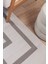Moderno 3338 Gri Beyaz Çerçeve Desenli Dokuma Halı Salon Oturma Odası Mutfak Halısı Tozumaz Makine Halısı 2