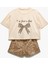 Yeni Sezon Fiyonk Detaylı Kısa Kollu Pamuklu Leopar Desenli Şortlu Pijama Takımı 3